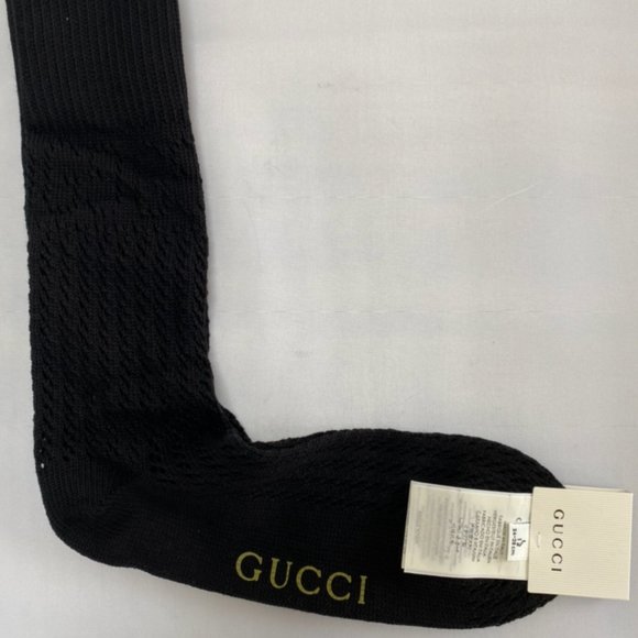 Gucci Boutique Knit Knee High Socks with GG Logos in Black - Picture 1 of 4